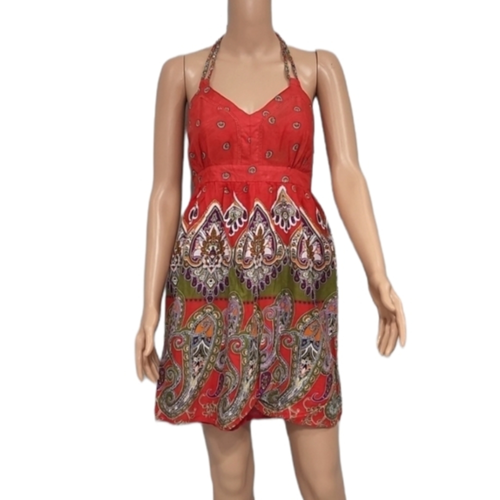 Funky People Casual Paisley print Peach Cotton dress Size L